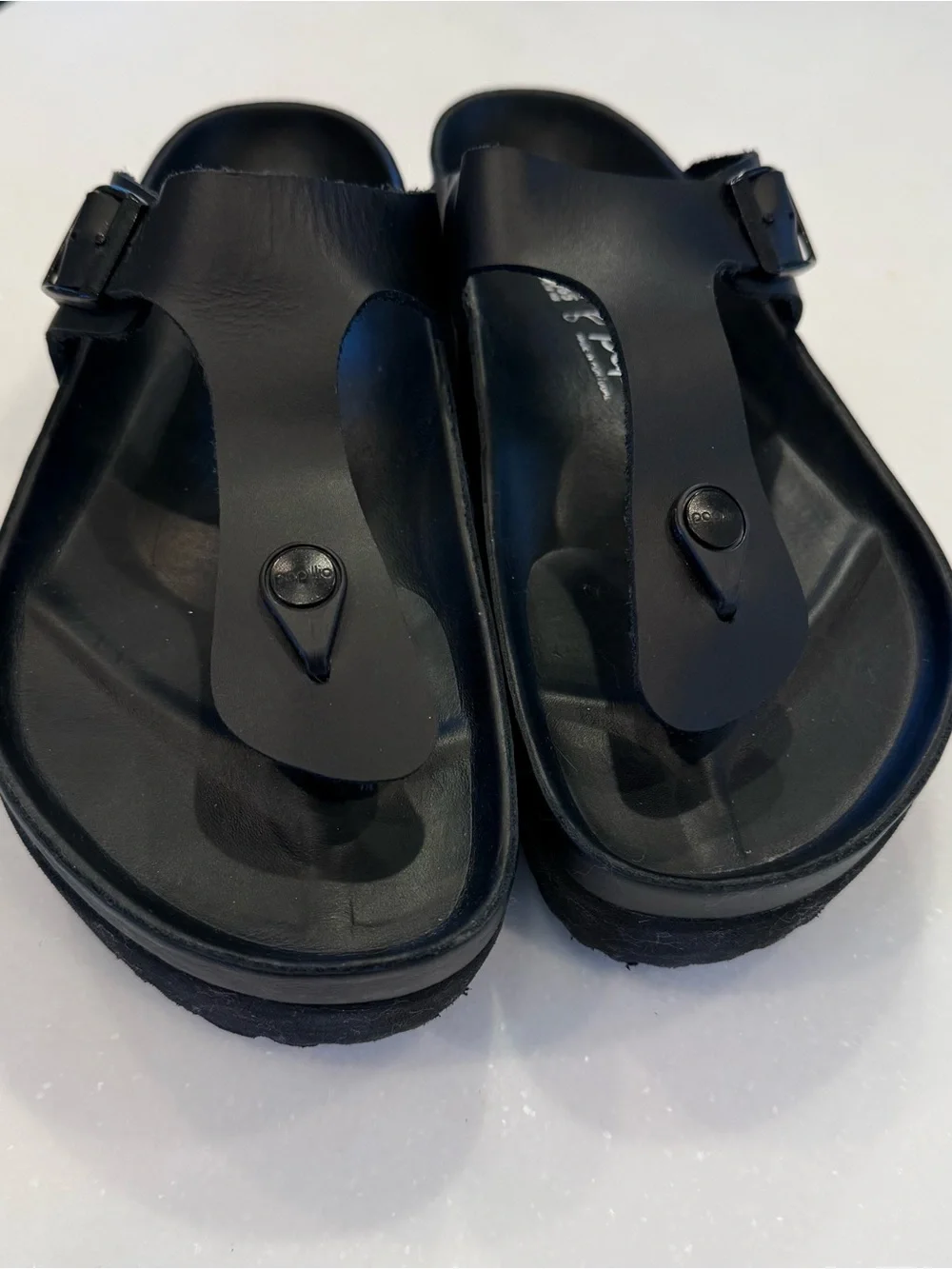 Birkenstock,papilio Gizeh Platform Sandals Exquisite Black Leather L-10 M-8 EU41